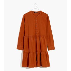 MADEWELL Flannel Button-Placket Tiered Mini Dress Size Small